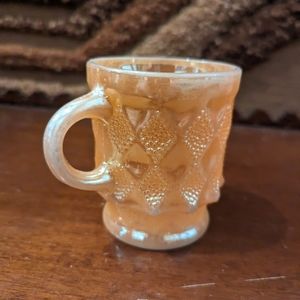 Vintage Fire King Peach Lustre Mug Anchor Hocking Kimberly Diamond Pattern